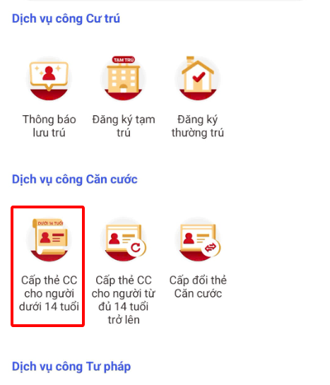 Cấp thẻ căn cước cho người dưới 14 tuổi
