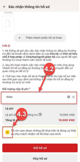 Cam kết và gửi hồ sơ