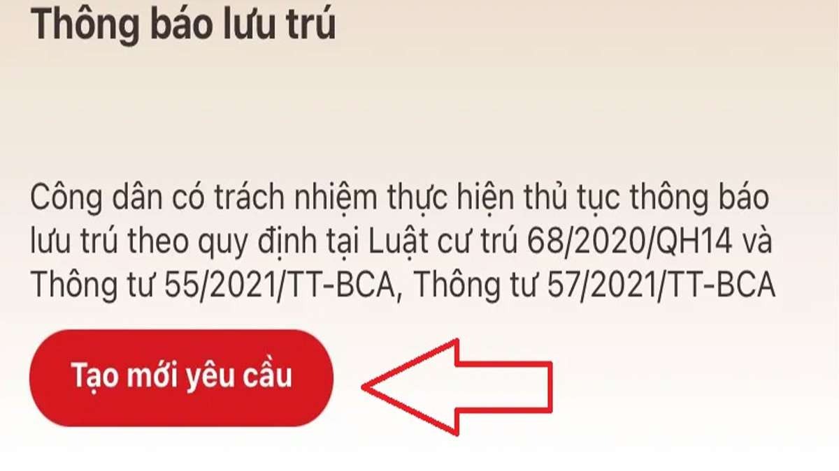 Chọn Thông báo lưu trú