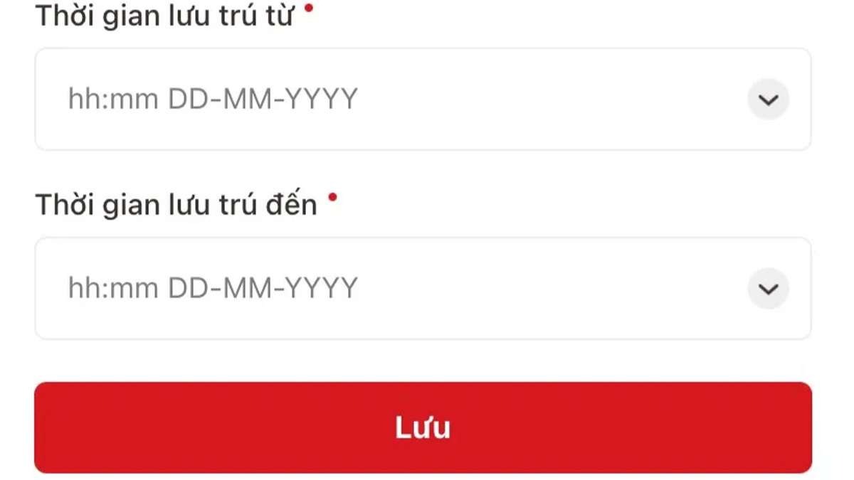 Lưu và gửi yêu cầu lưu trú
